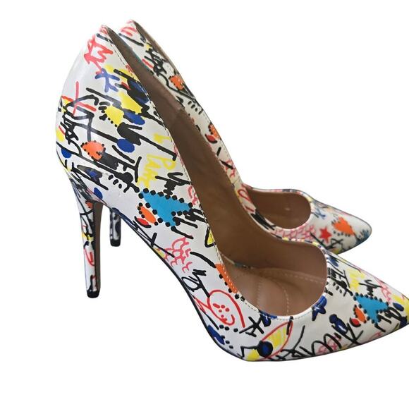 Rouge Helium Shoes - Rouge Helium Size 8M stiletto pump heel graffiti party datenight artist